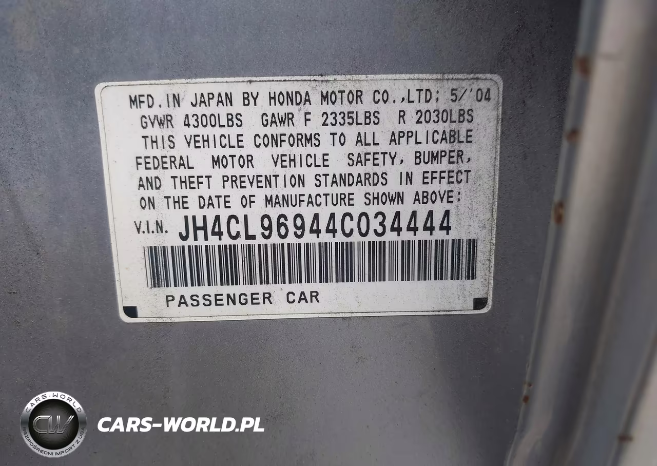 2004 Acura Tsx VIN:JH4CL96944C034444 - 9