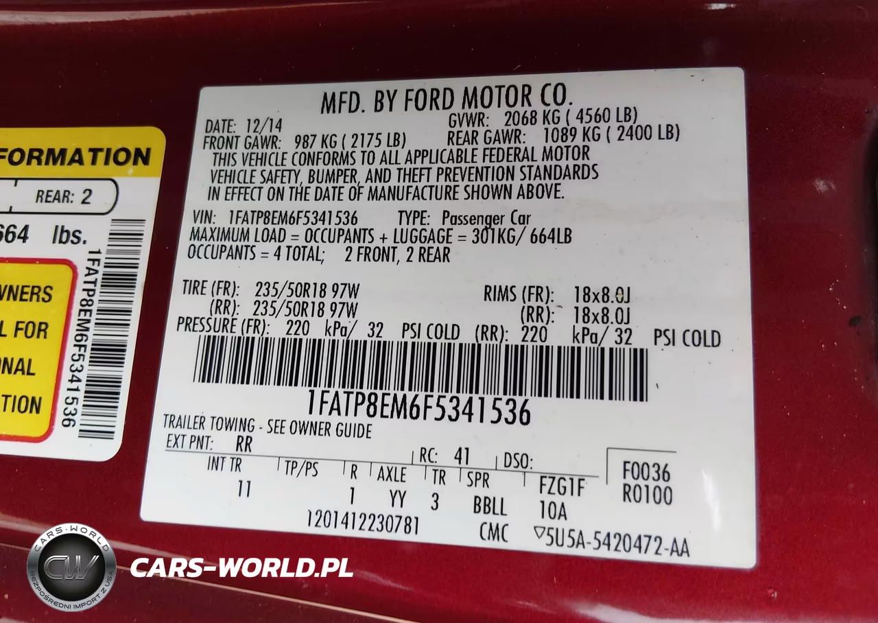 2015 Ford Mustang V6 VIN:1FATP8EM6F5341536 - 9