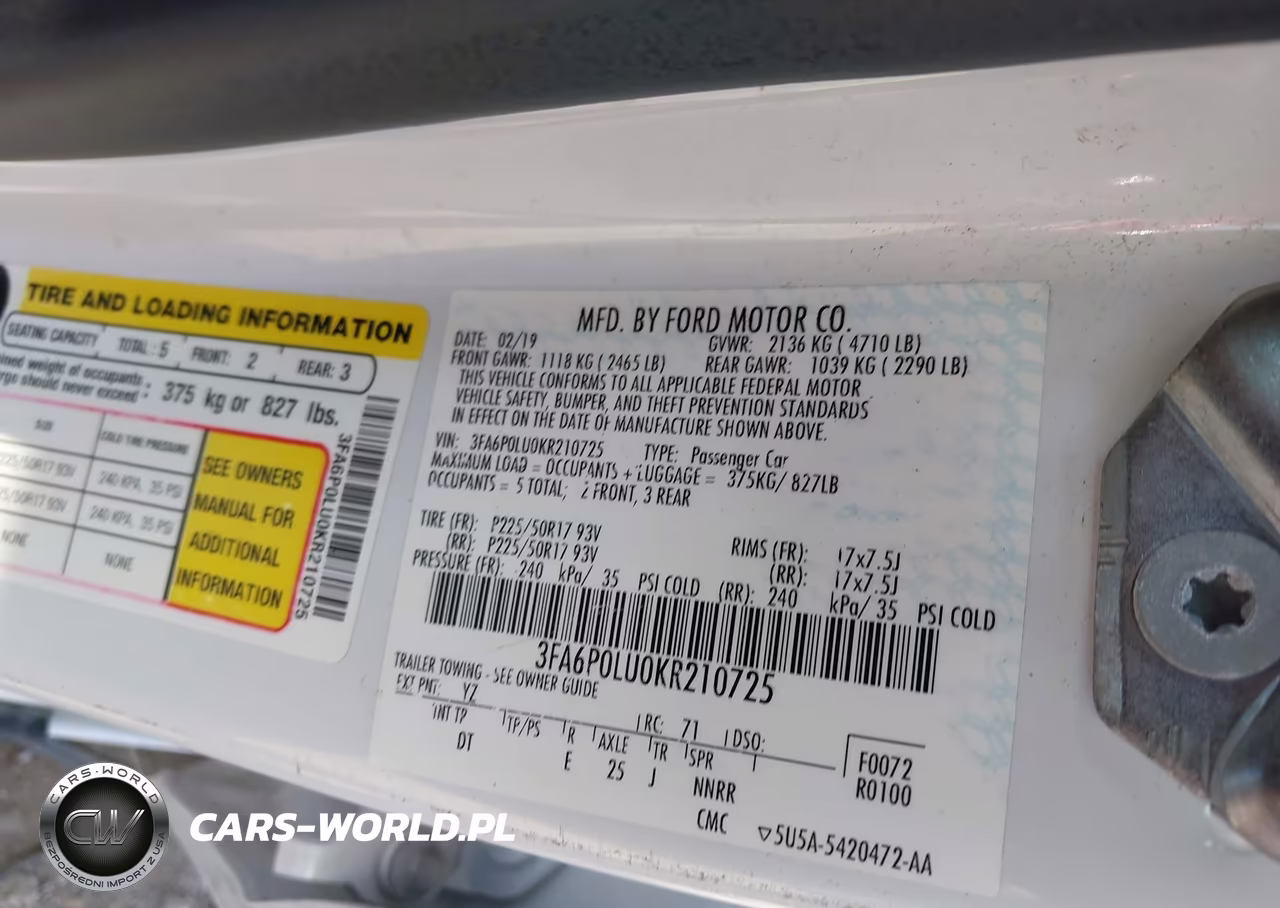 2019 Ford Fusion Hybrid Se VIN:3FA6P0LU0KR210725 - 9