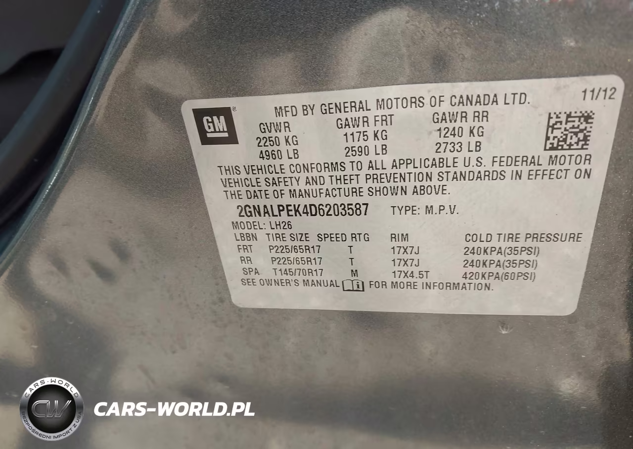 2013 Chevrolet Equinox Lt VIN:2GNALPEK4D6203587 - 9
