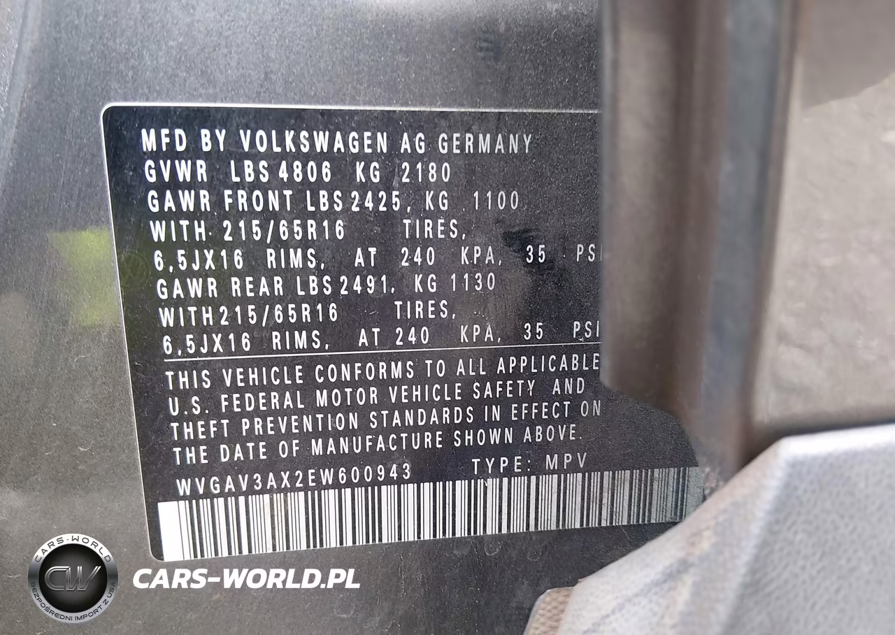 2014 Volkswagen Tiguan S VIN:WVGAV3AX2EW600943 - 9