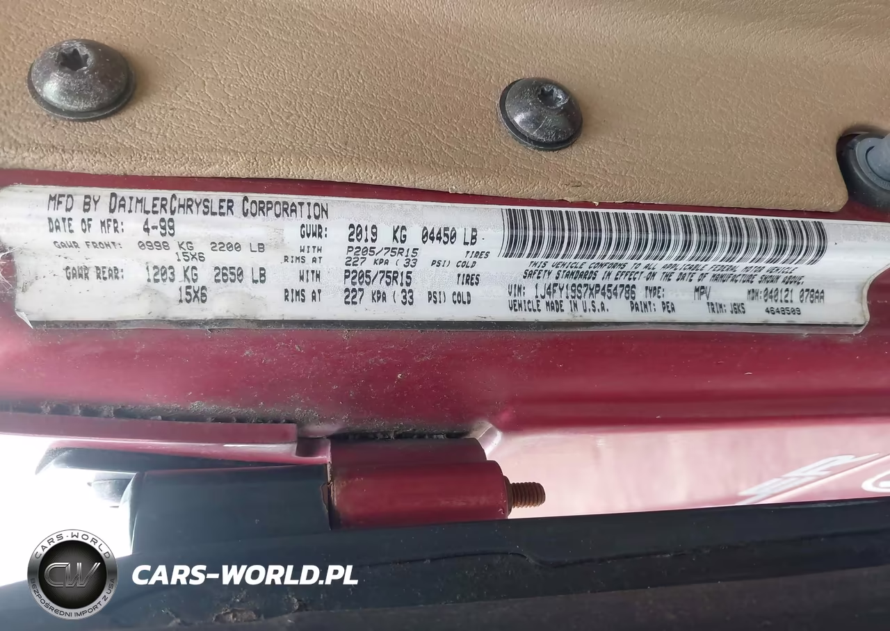 1999 Jeep Wrangler Sport VIN:1J4FY19S7XP454786 - 9