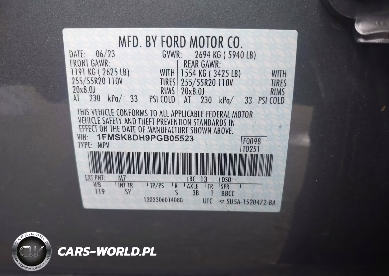 2023 Ford Explorer Xlt VIN:1FMSK8DH9PGB05523 - 9