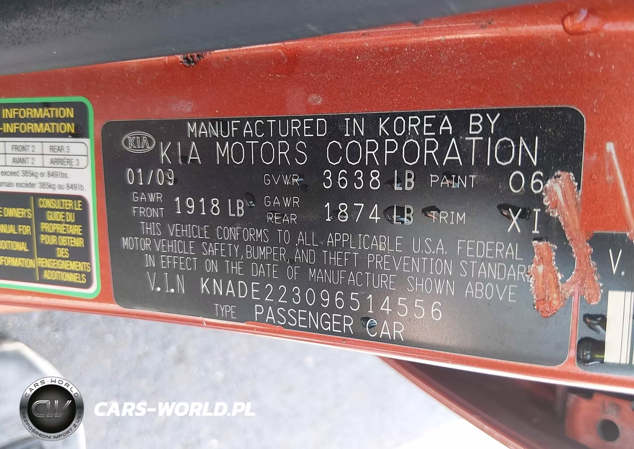 2009 Kia Rio Lx VIN:KNADE223096514556 - 9