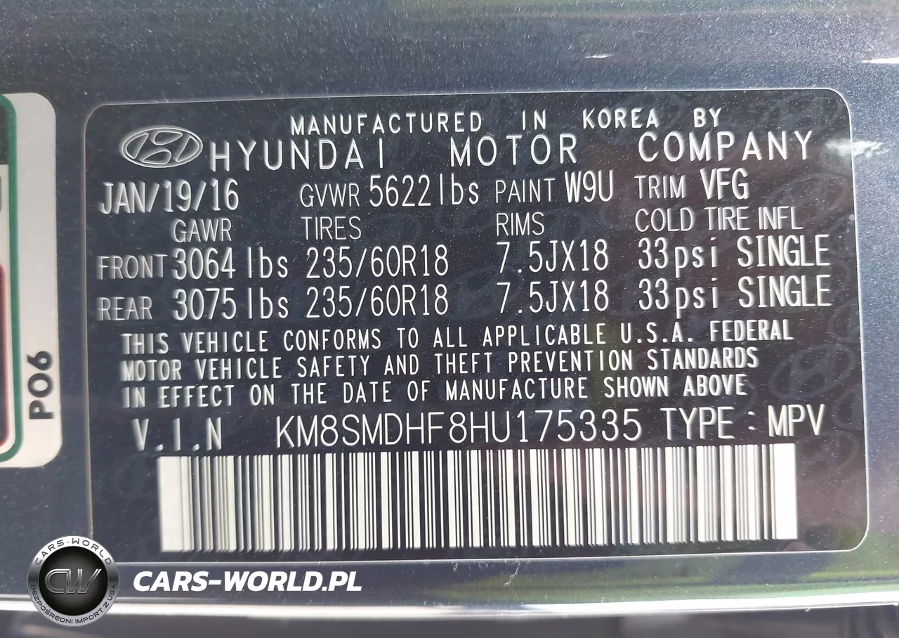 2017 Hyundai Santa Fe Se VIN:KM8SMDHF8HU175335 - 9