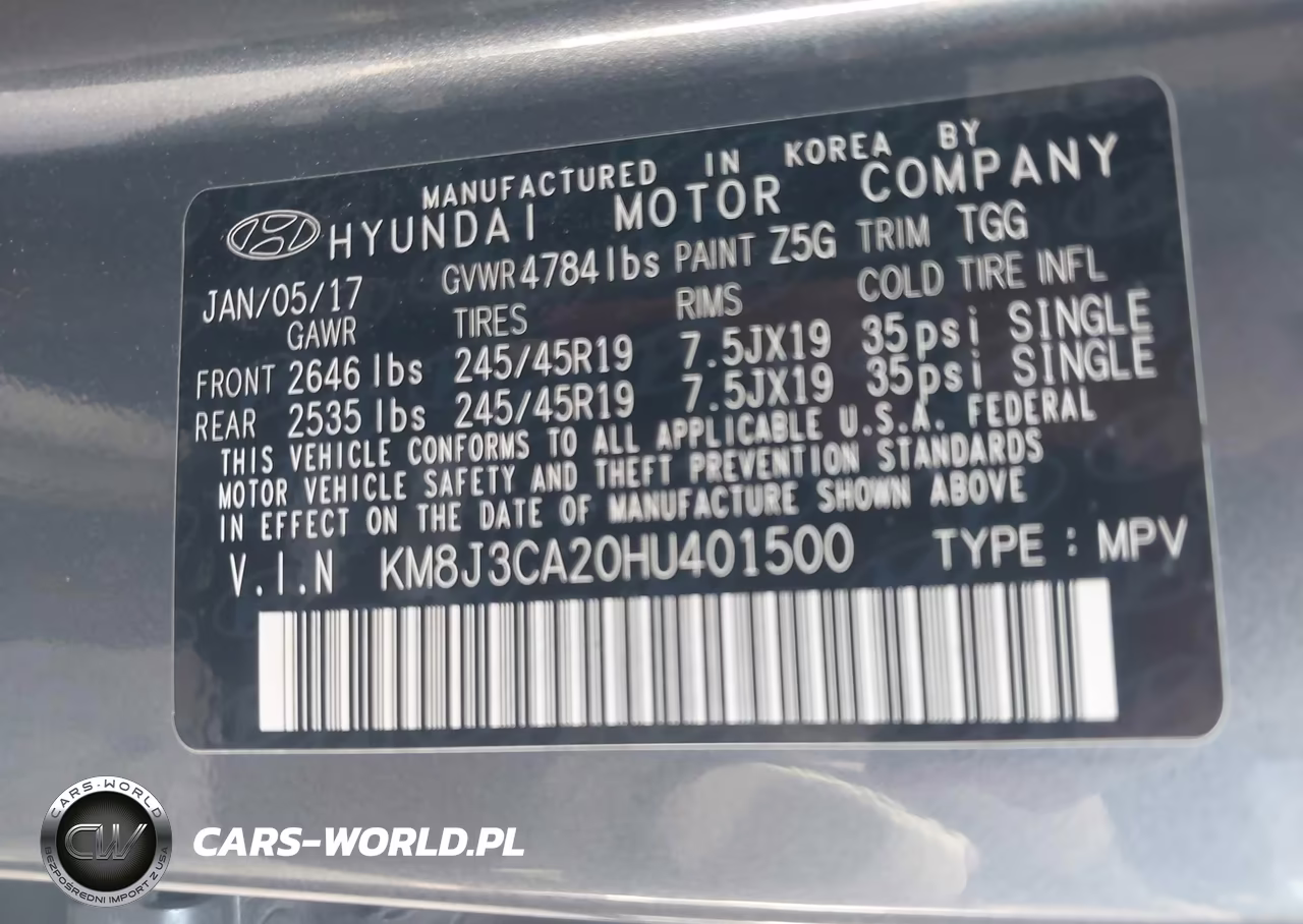 2017 Hyundai Tucson Sport VIN:KM8J3CA20HU401500 - 9