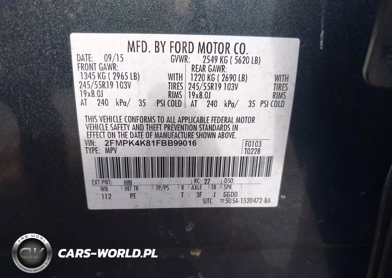 2015 Ford Edge Titanium VIN:2FMPK4K81FBB99016 - 9