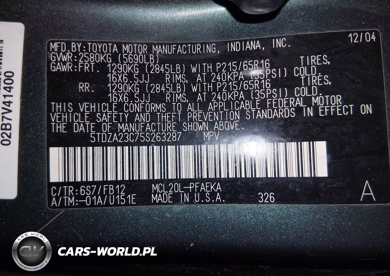 2005 Toyota Sienna Le VIN:5TDZA23C75S263287 - 9