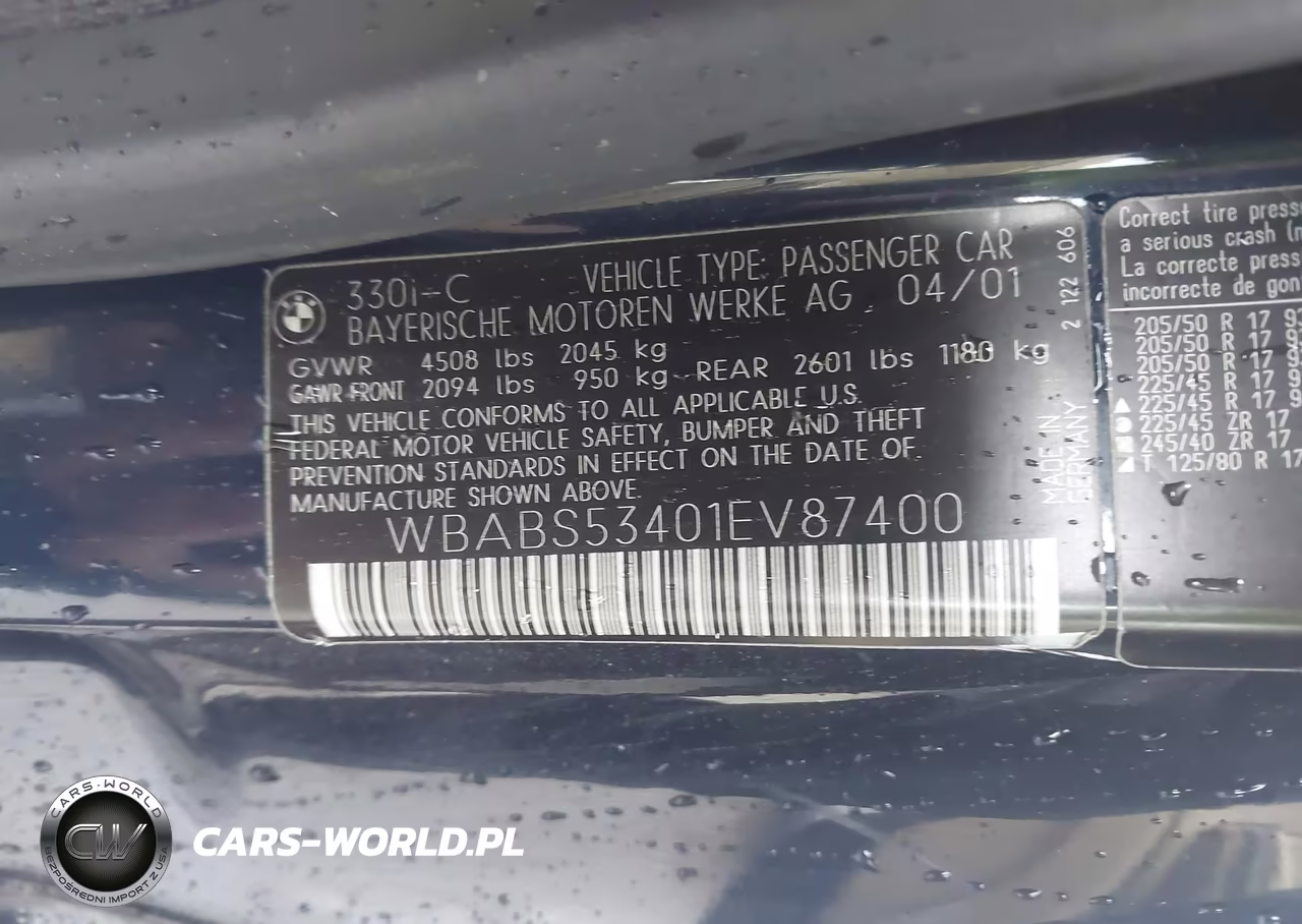 2001 BMW 330Ci VIN:WBABS53401EV87400 - 9