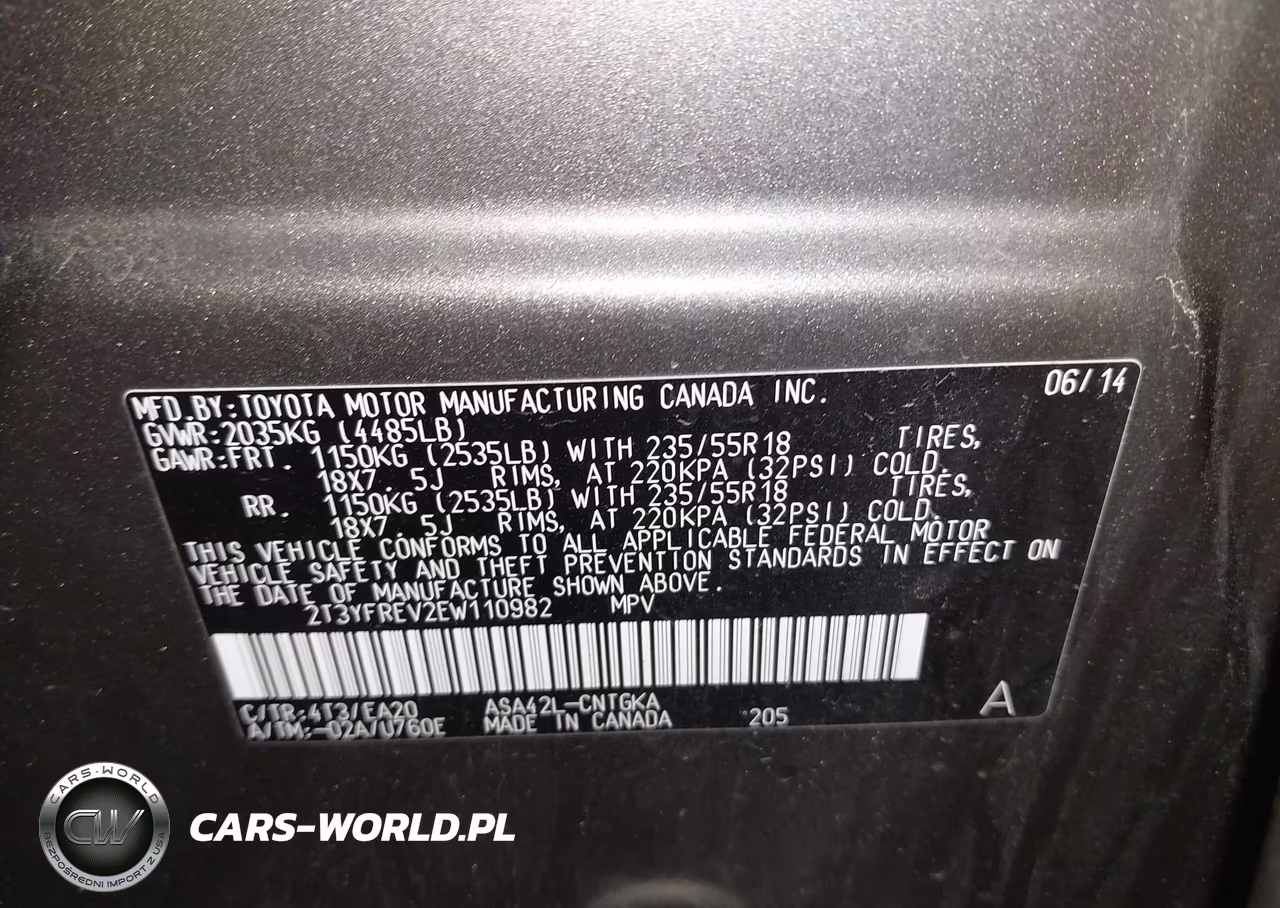 2014 Toyota Rav4 Limited VIN:2T3YFREV2EW110982 - 9