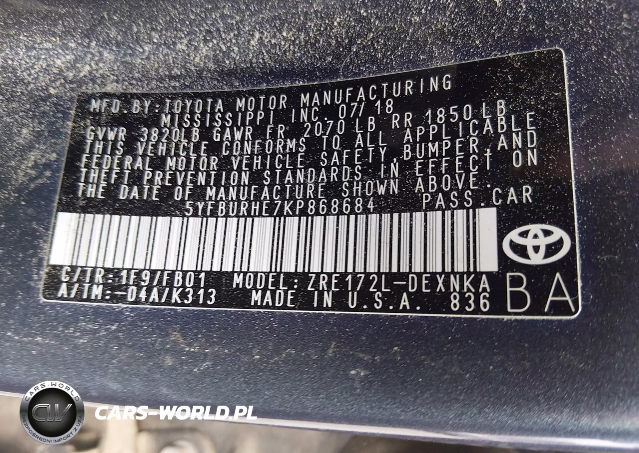 2019 Toyota Corolla Le VIN:5YFBURHE7KP868684 - 9