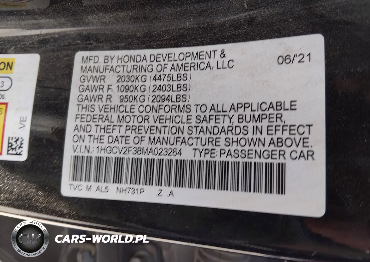 2021 Honda Accord Sport 2.0T VIN:1HGCV2F38MA023264 - 9
