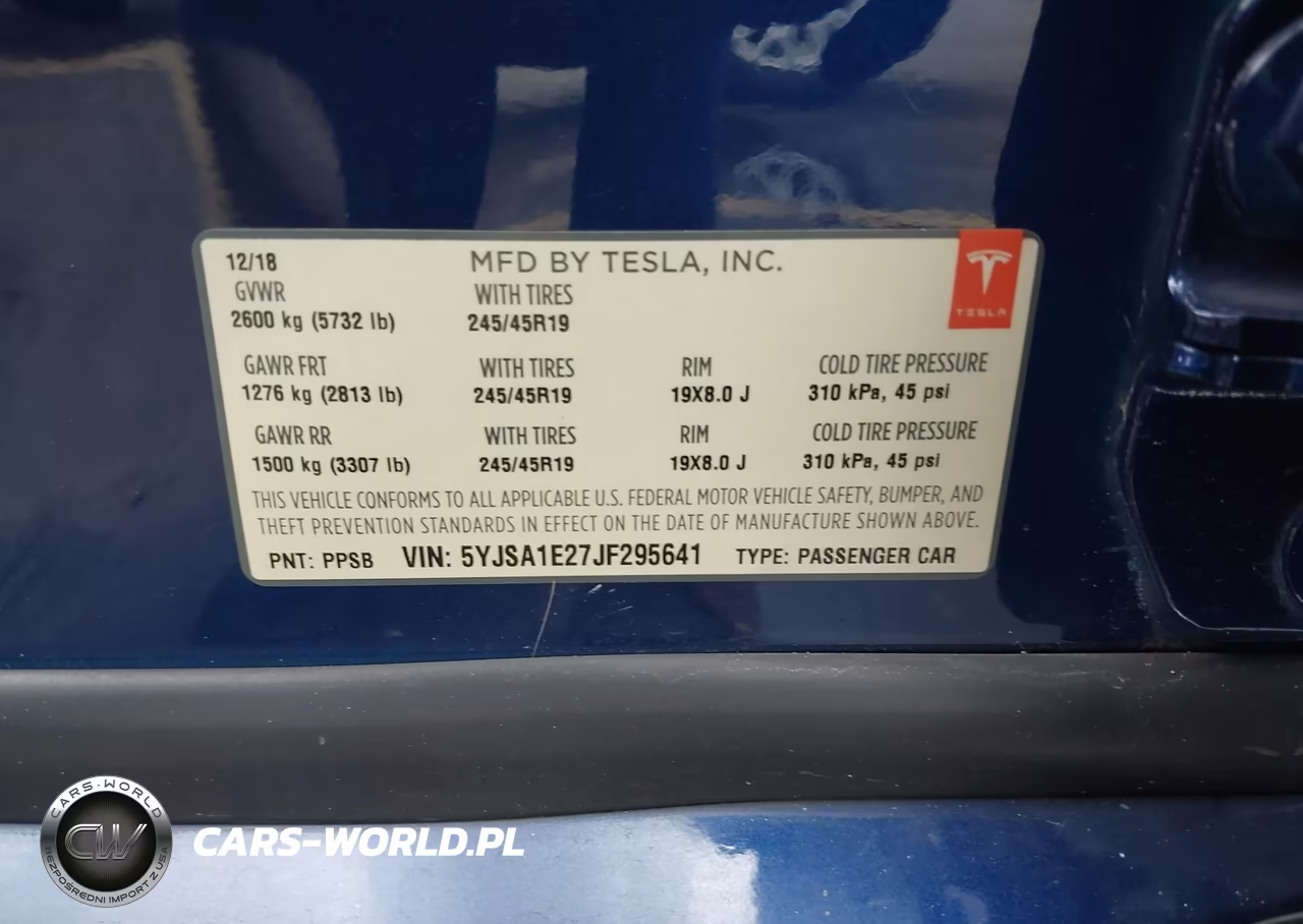 2018 Tesla Model S 100D-75D-P100D VIN:5YJSA1E27JF295641 - 9