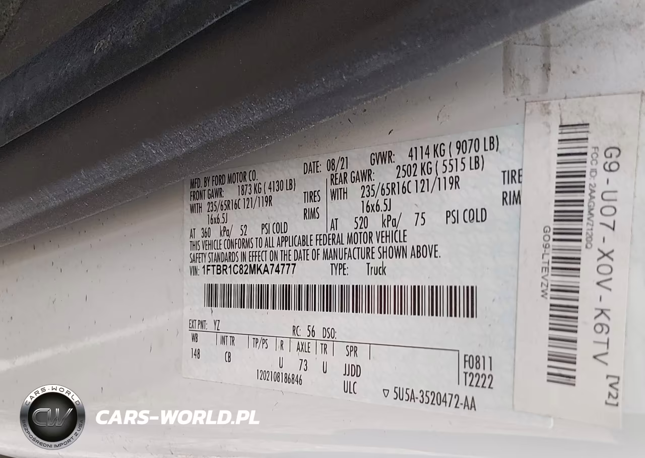 2021 Ford Transit-250 VIN:1FTBR1C82MKA74777 - 9