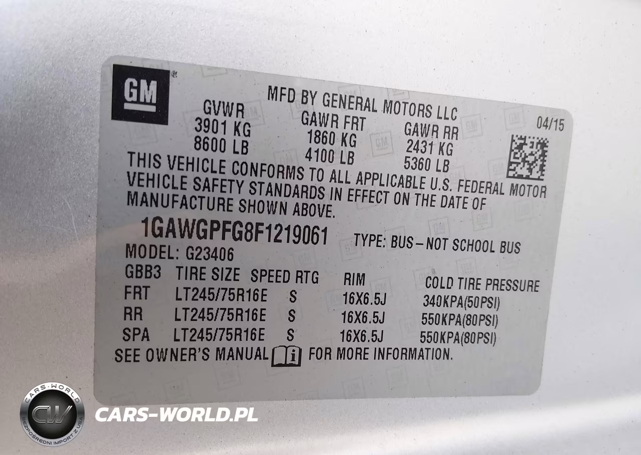 2015 Chevrolet Express 2500 Ls VIN:1GAWGPFG8F1219061 - 9
