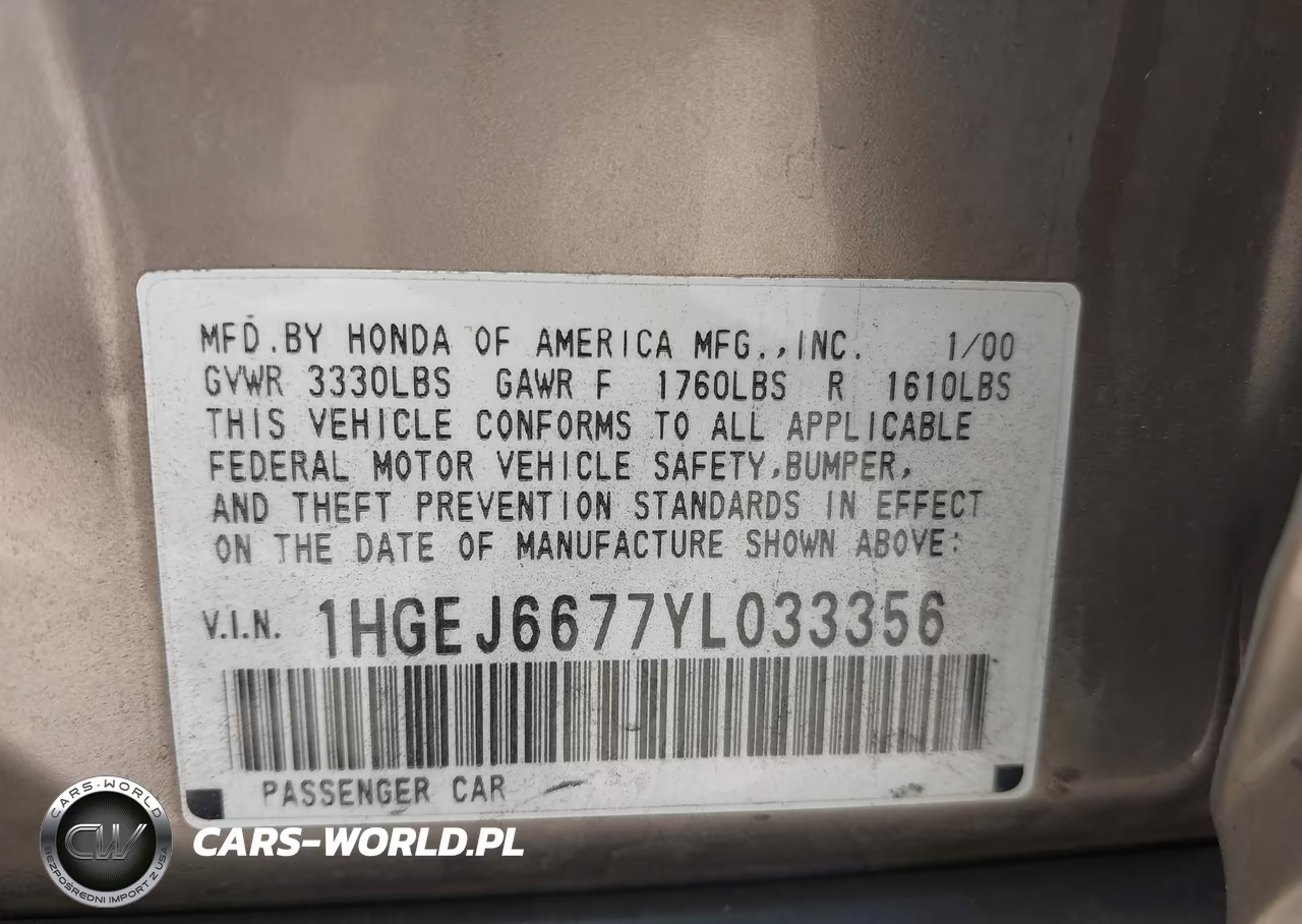 2000 Honda Civic Lx VIN:1HGEJ6677YL033356 - 9