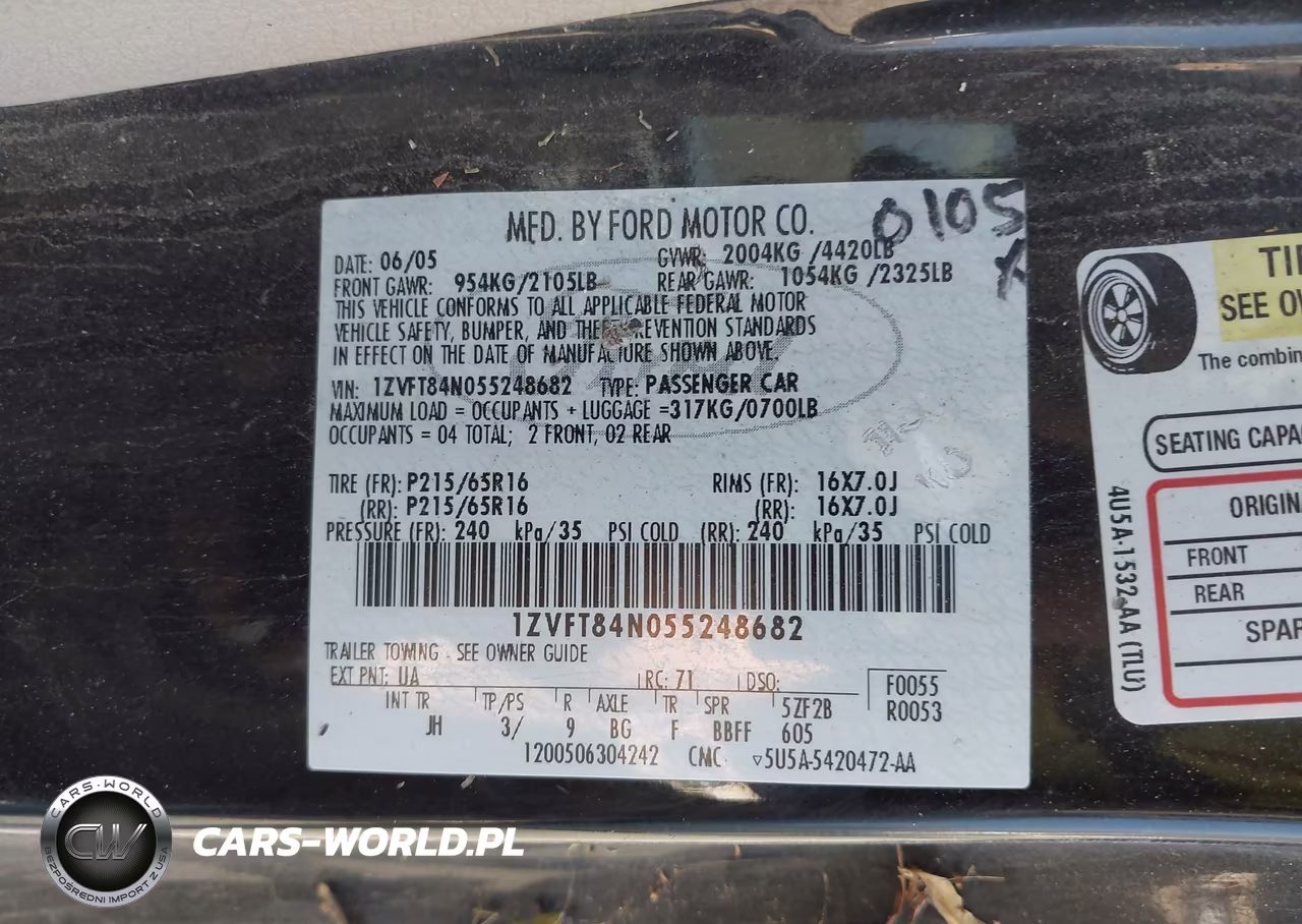 2005 Ford Mustang VIN:1ZVFT84N055248682 - 9