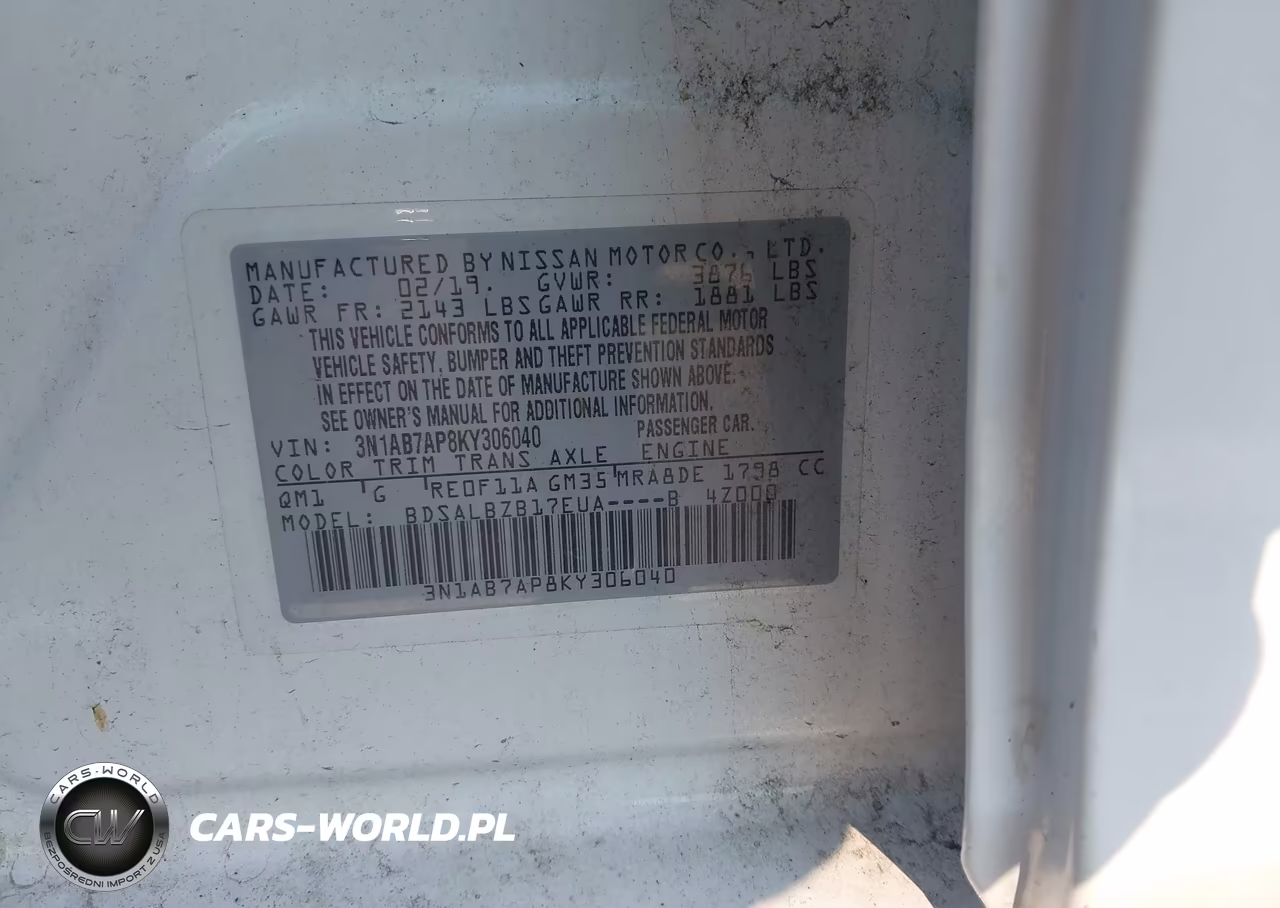 2019 Nissan Sentra S VIN:3N1AB7AP8KY306040 - 9