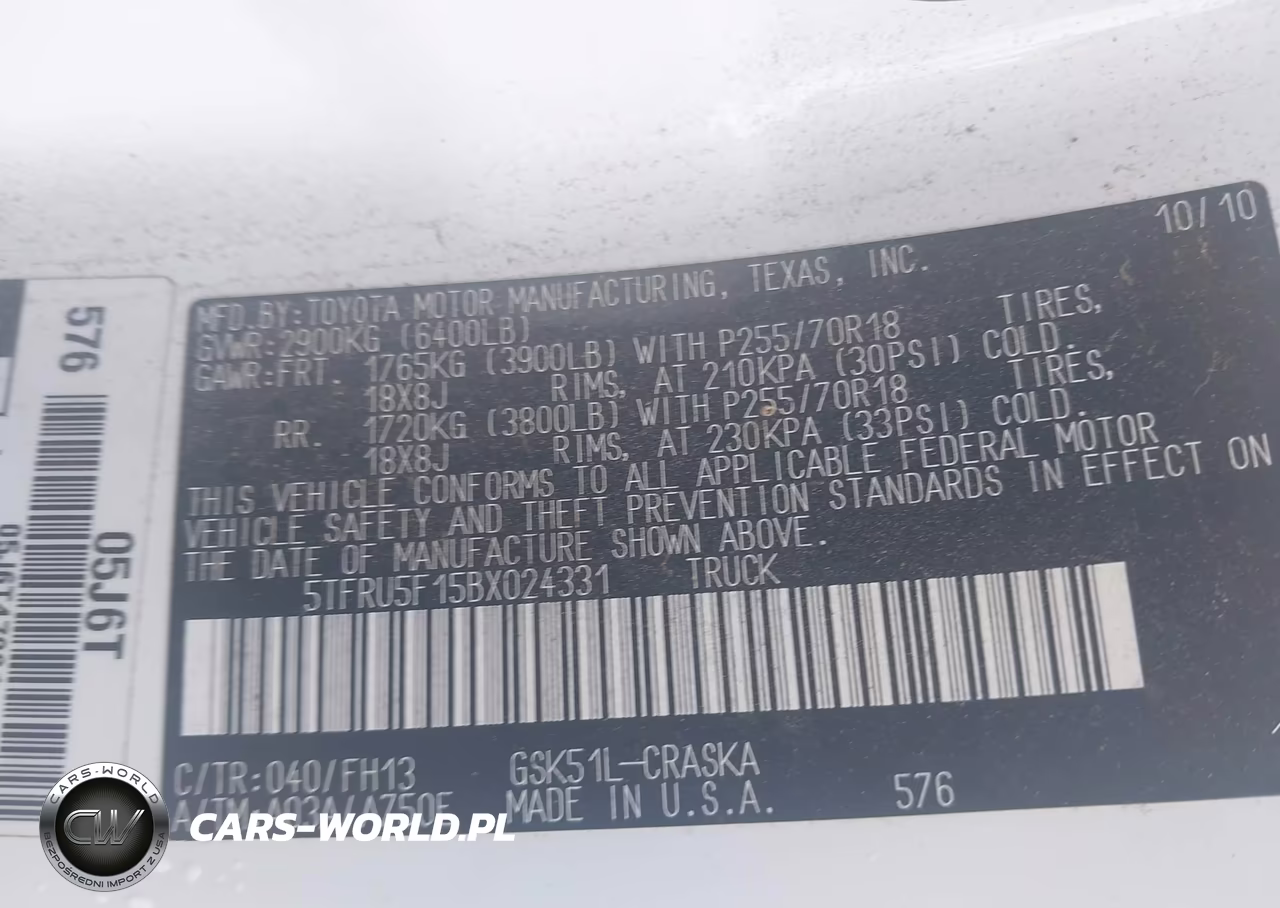 2011 Toyota Tundra Grade V6 VIN:5TFRU5F15BX024331 - 9