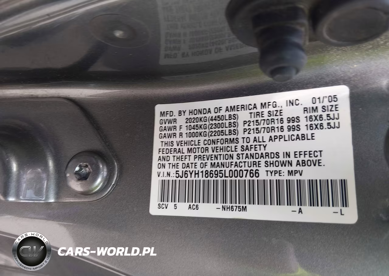 2005 Honda Element Ex VIN:5J6YH18695L000766 - 9