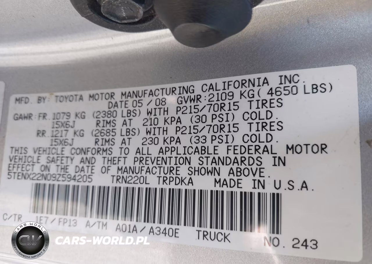 2009 Toyota Tacoma VIN:5TENX22N09Z594205 - 9