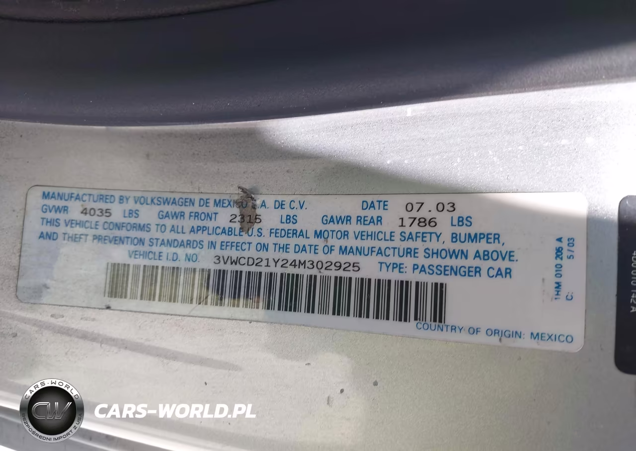 2004 Volkswagen New Beetle Gls 1.8T VIN:3VWCD21Y24M302925 - 9