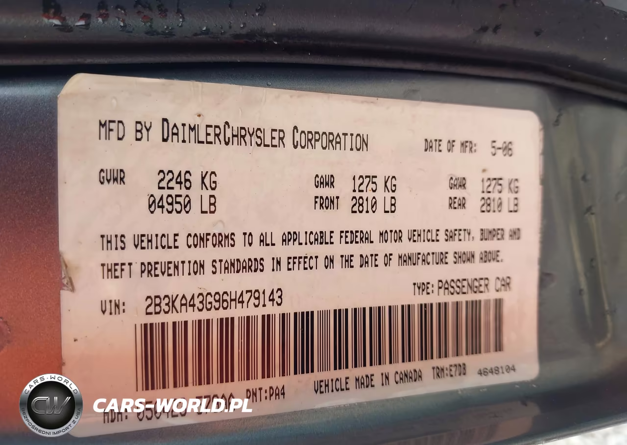 2006 Dodge Charger VIN:2B3KA43G96H479143 - 9