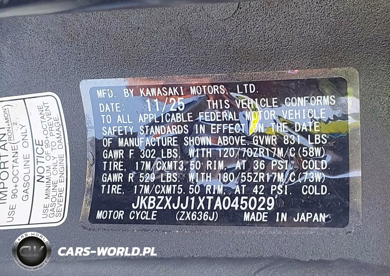 2026 Kawasaki Zx636 K VIN:JKBZXJJ1XTA045029 - 10