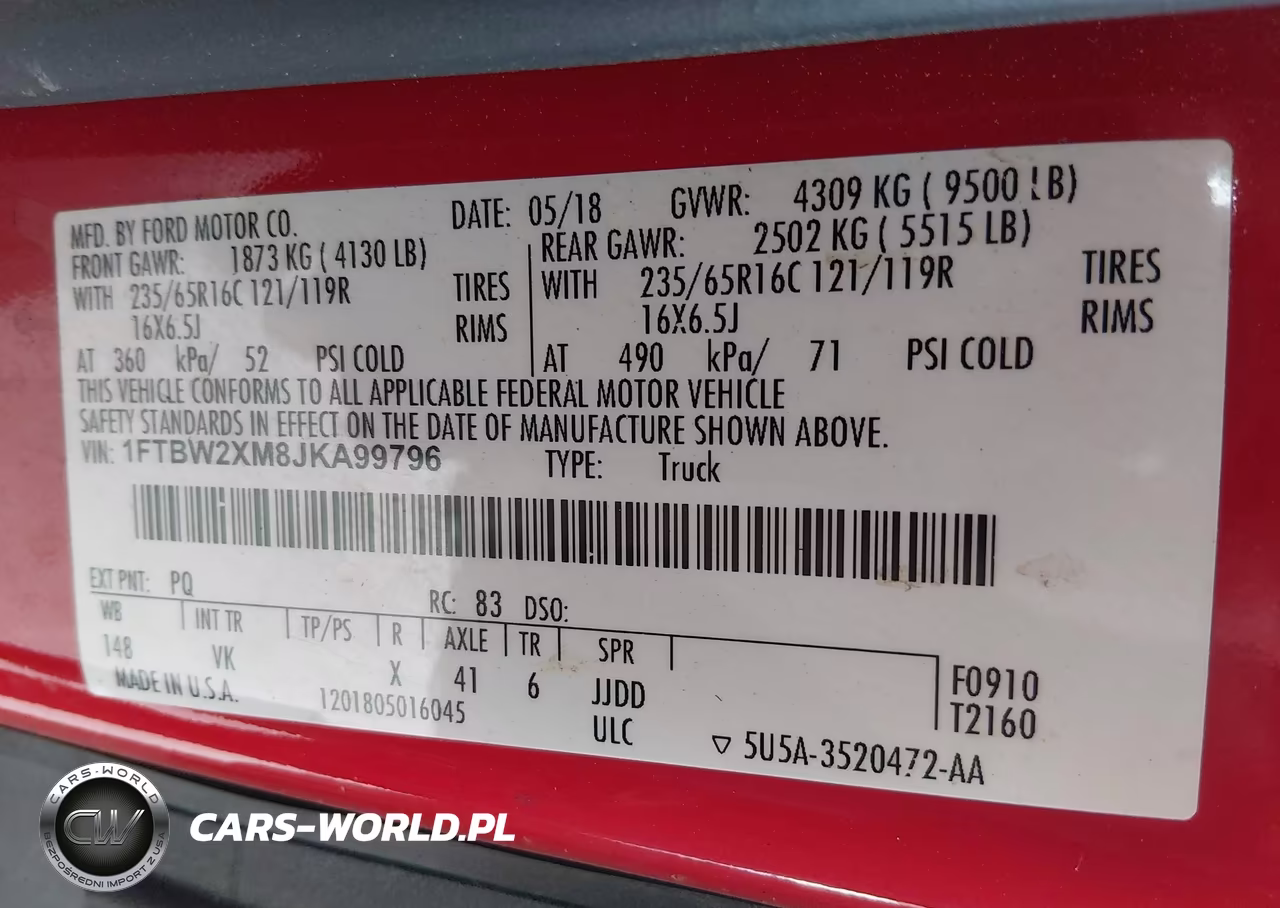 2018 Ford Transit-350 VIN:1FTBW2XM8JKA99796 - 9