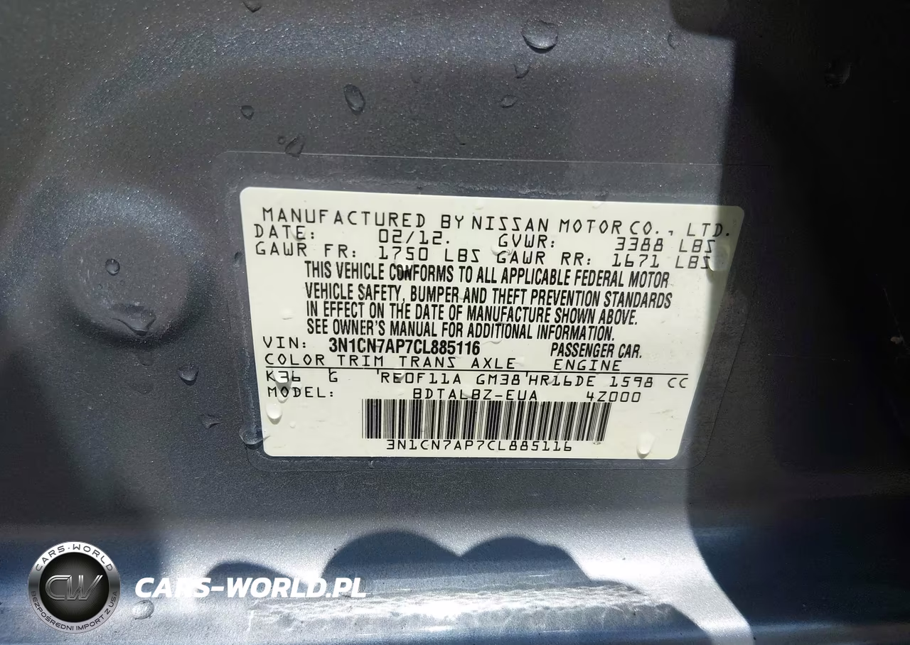 2012 Nissan Versa 1.6 Sv VIN:3N1CN7AP7CL885116 - 9