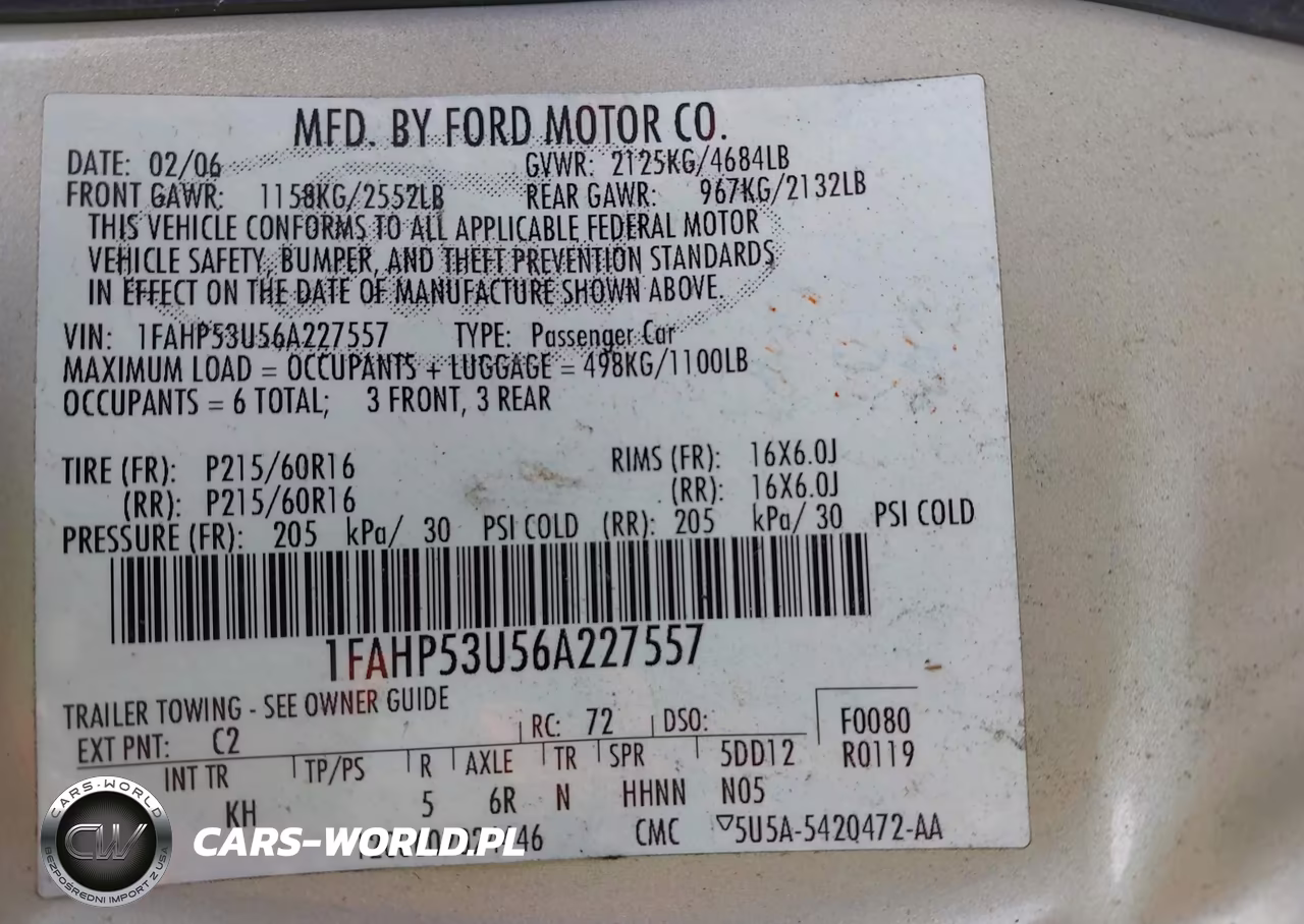 2006 Ford Taurus Se VIN:1FAHP53U56A227557 - 9