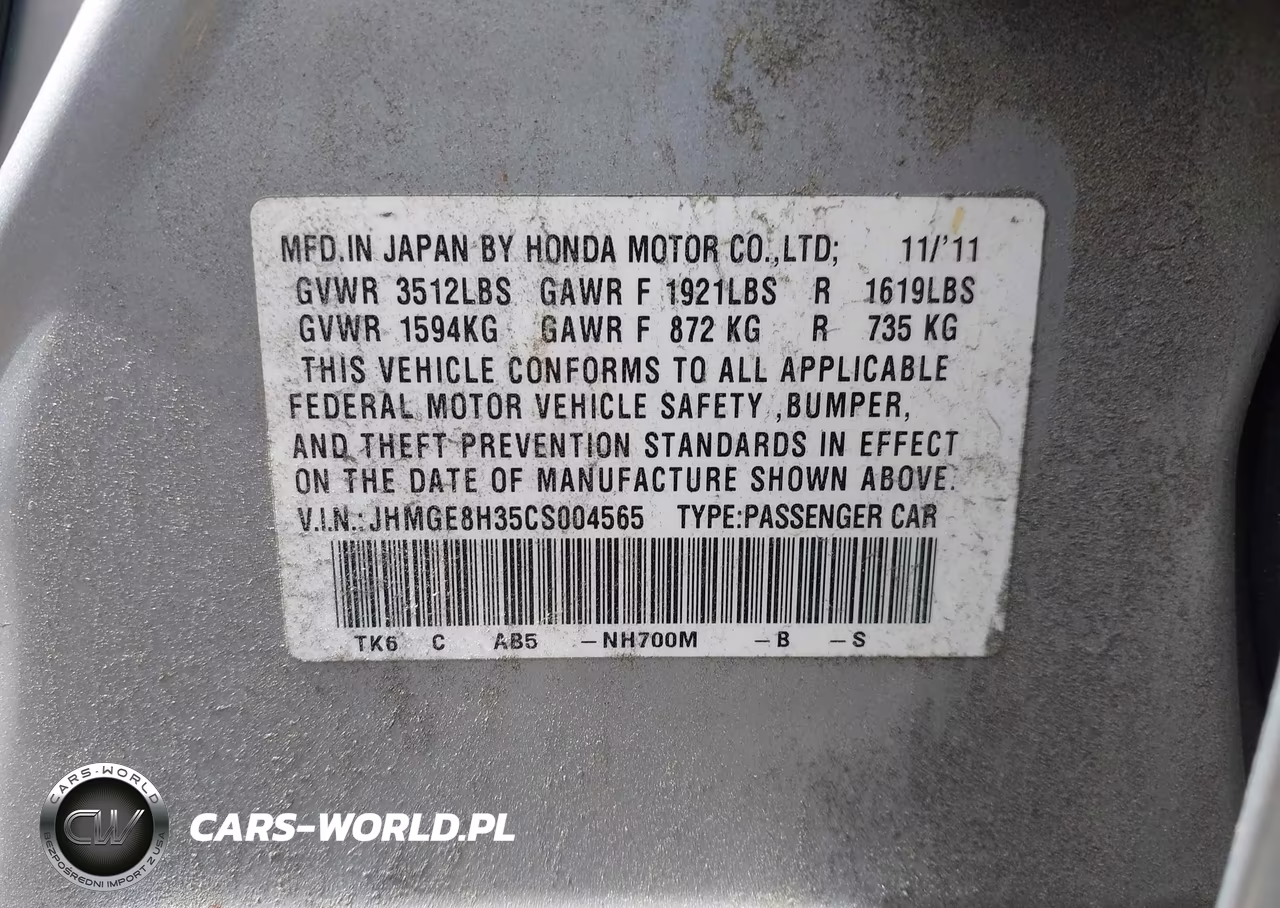 2012 Honda Fit VIN:JHMGE8H35CS004565 - 9