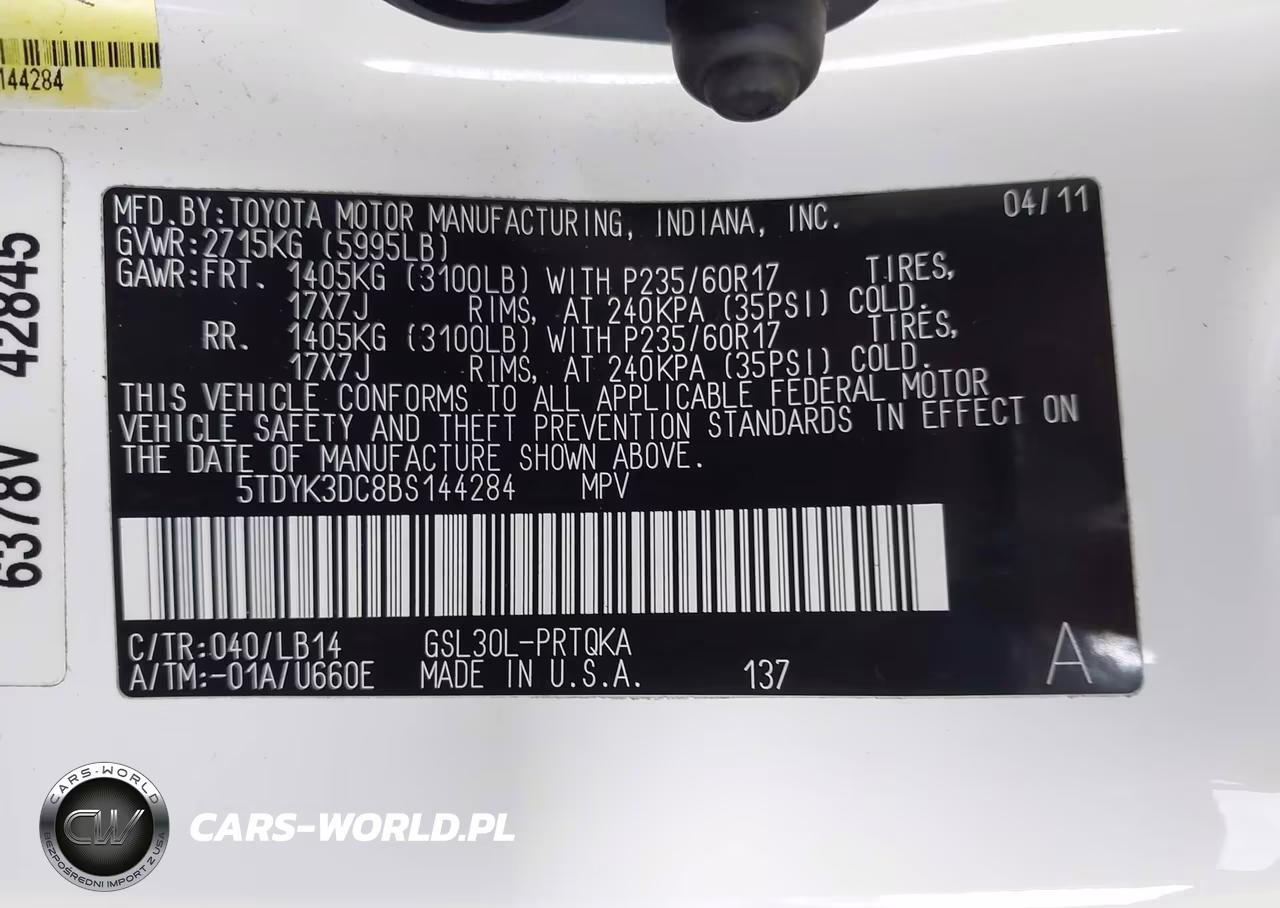 2011 Toyota Sienna Xle V6 VIN:5TDYK3DC8BS144284 - 9