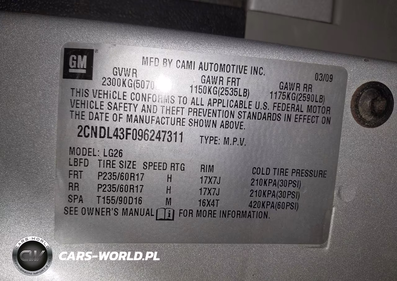 2009 Chevrolet Equinox Lt VIN:2CNDL43F096247311 - 9