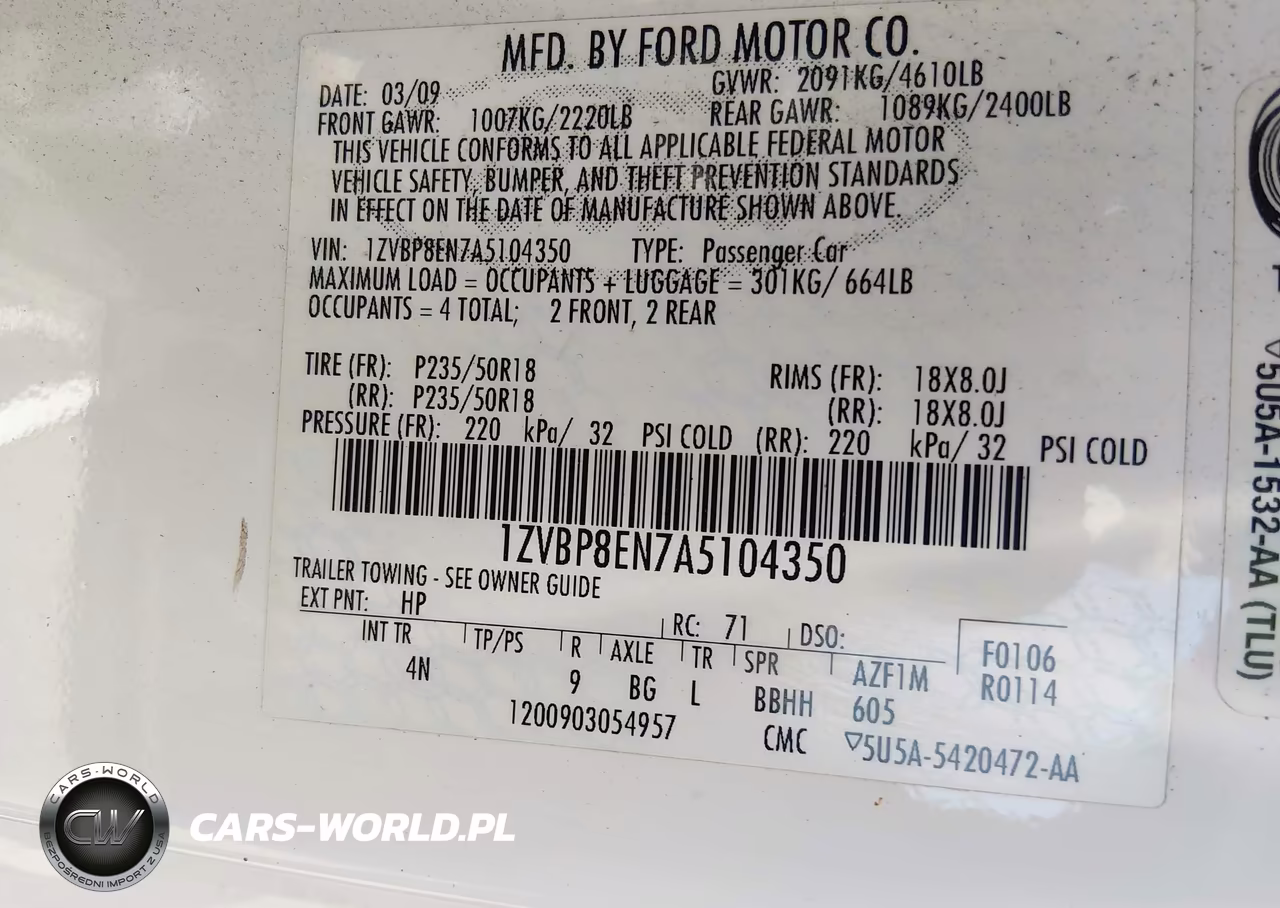 2010 Ford Mustang V6 Premium VIN:1ZVBP8EN7A5104350 - 9