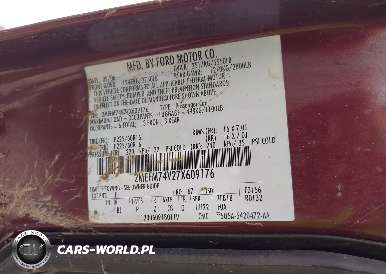 2007 Mercury Grand Marquis Gs VIN:2MEFM74V27X609176 - 9