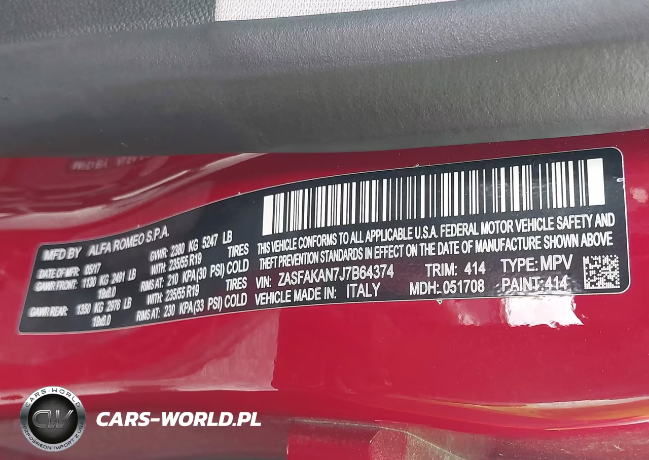 2018 Alfa Romeo Stelvio Awd VIN:ZASFAKAN7J7B64374 - 9