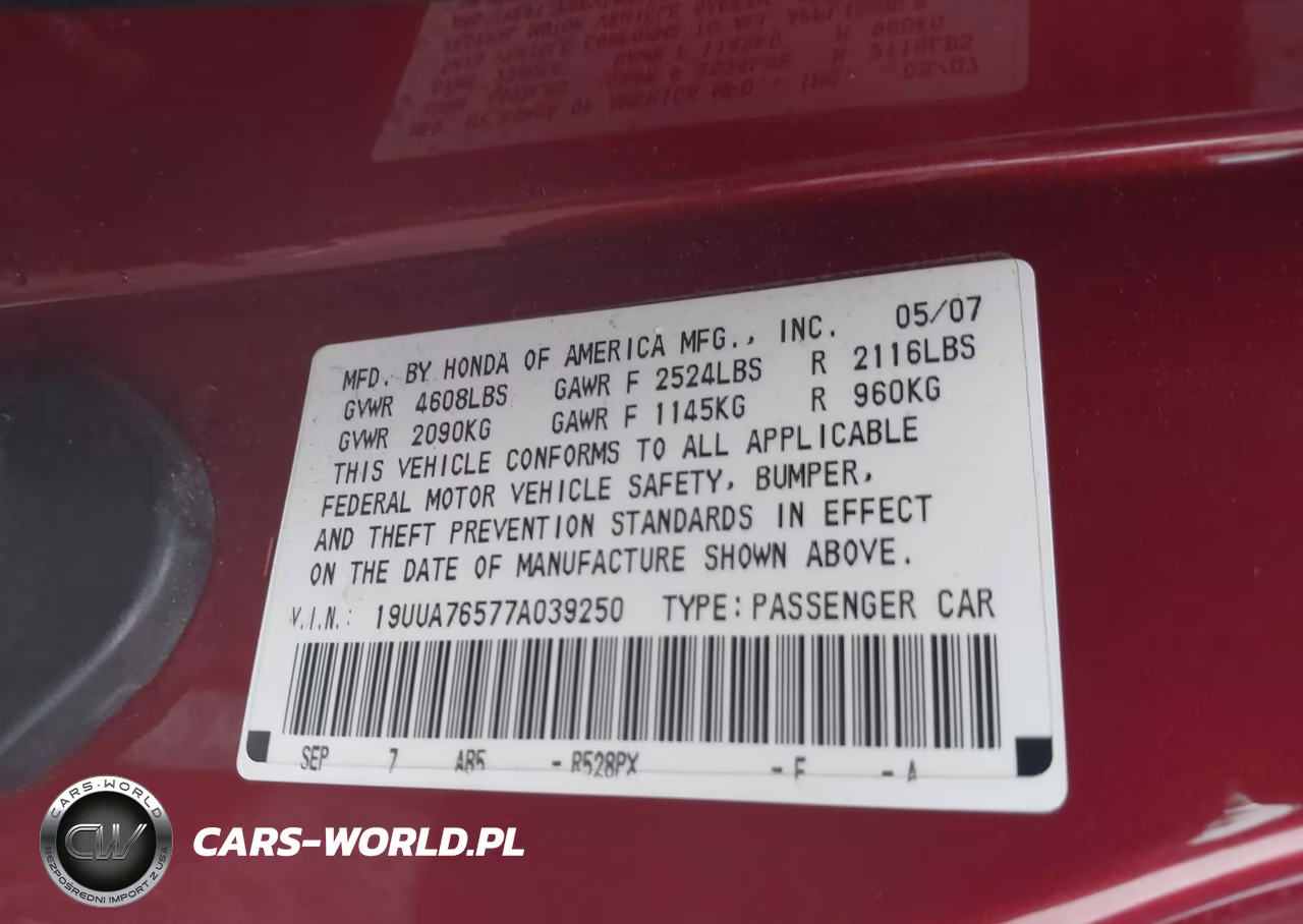 2007 Acura Tl Type S VIN:19UUA76577A039250 - 9