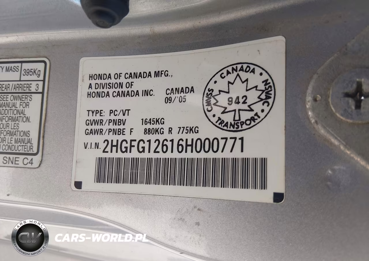 2006 Honda Civic Lx VIN:2HGFG12616H000771 - 9