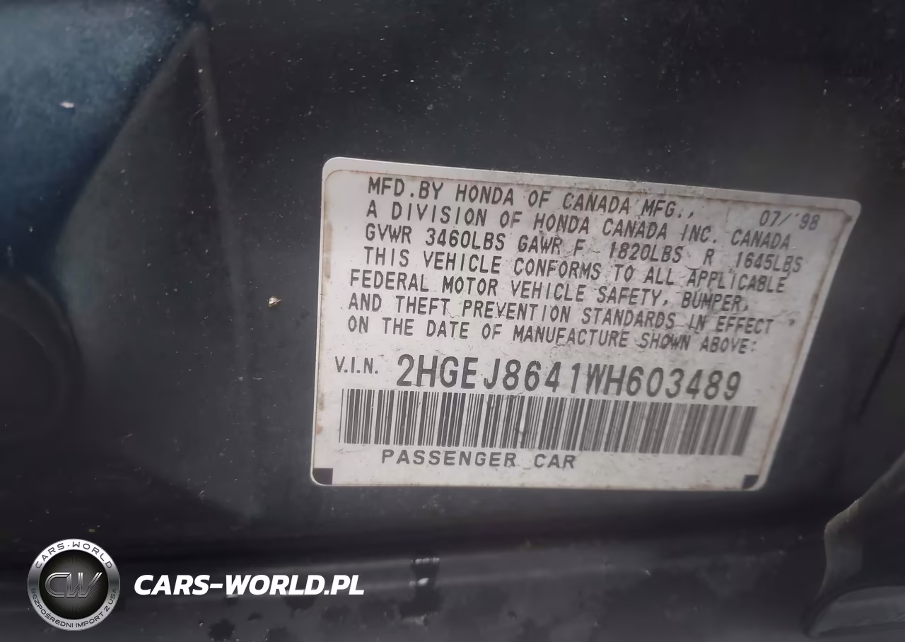 1998 Honda Civic Ex VIN:2HGEJ8641WH603489 - 9
