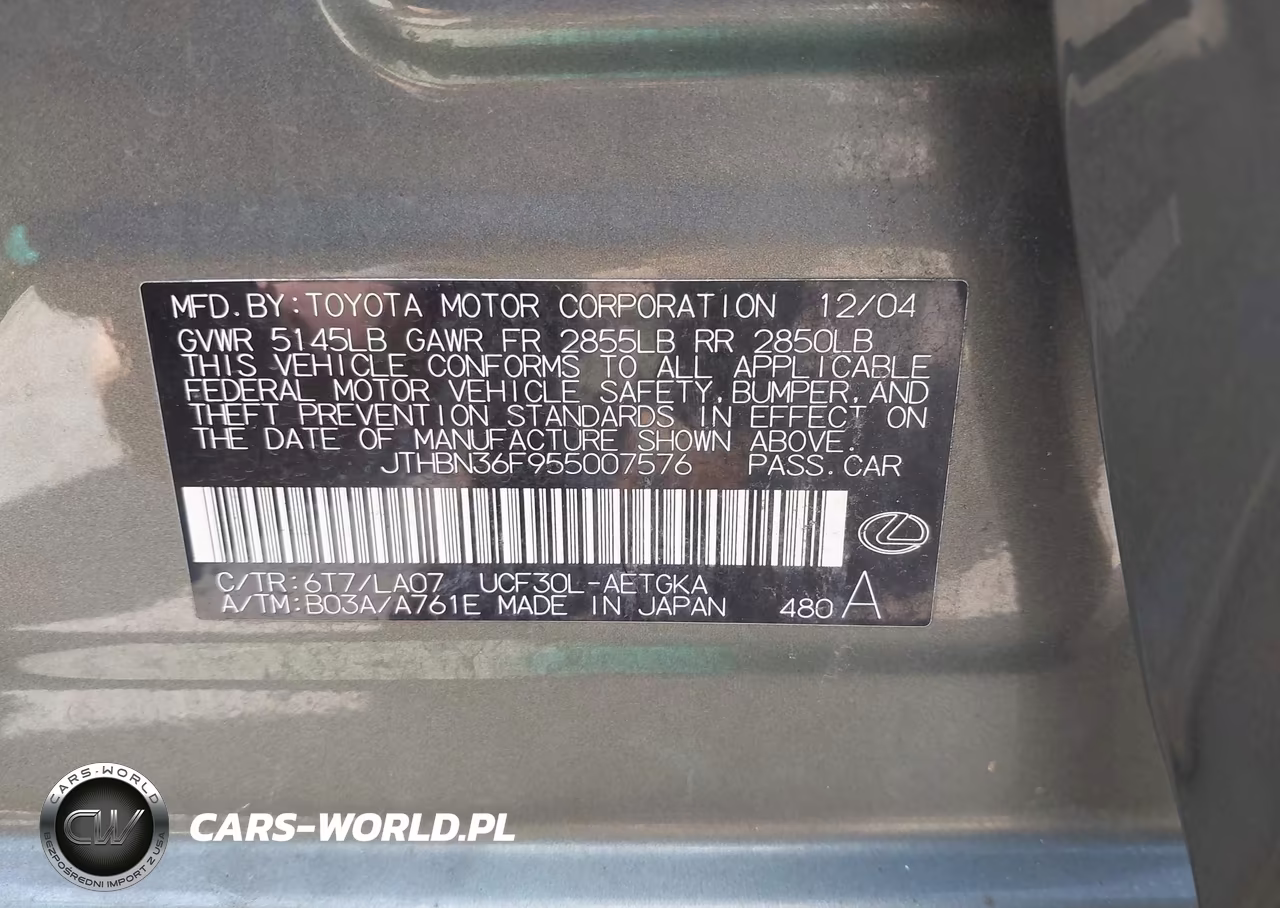 2005 Lexus Ls 430 VIN:JTHBN36F955007576 - 9