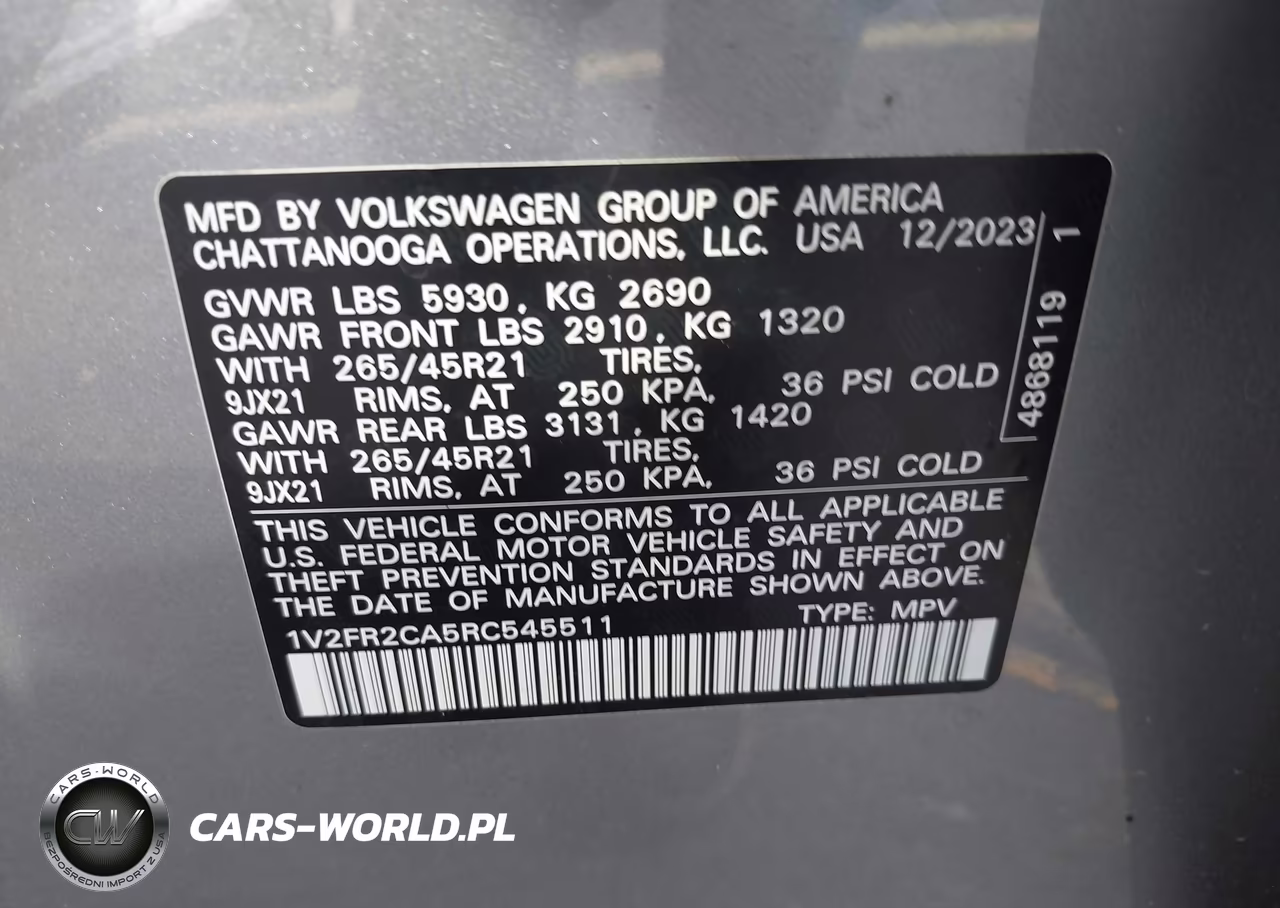 2024 Volkswagen Atlas 2.0T Sel Premium R-Line VIN:1V2FR2CA5RC545511 - 9