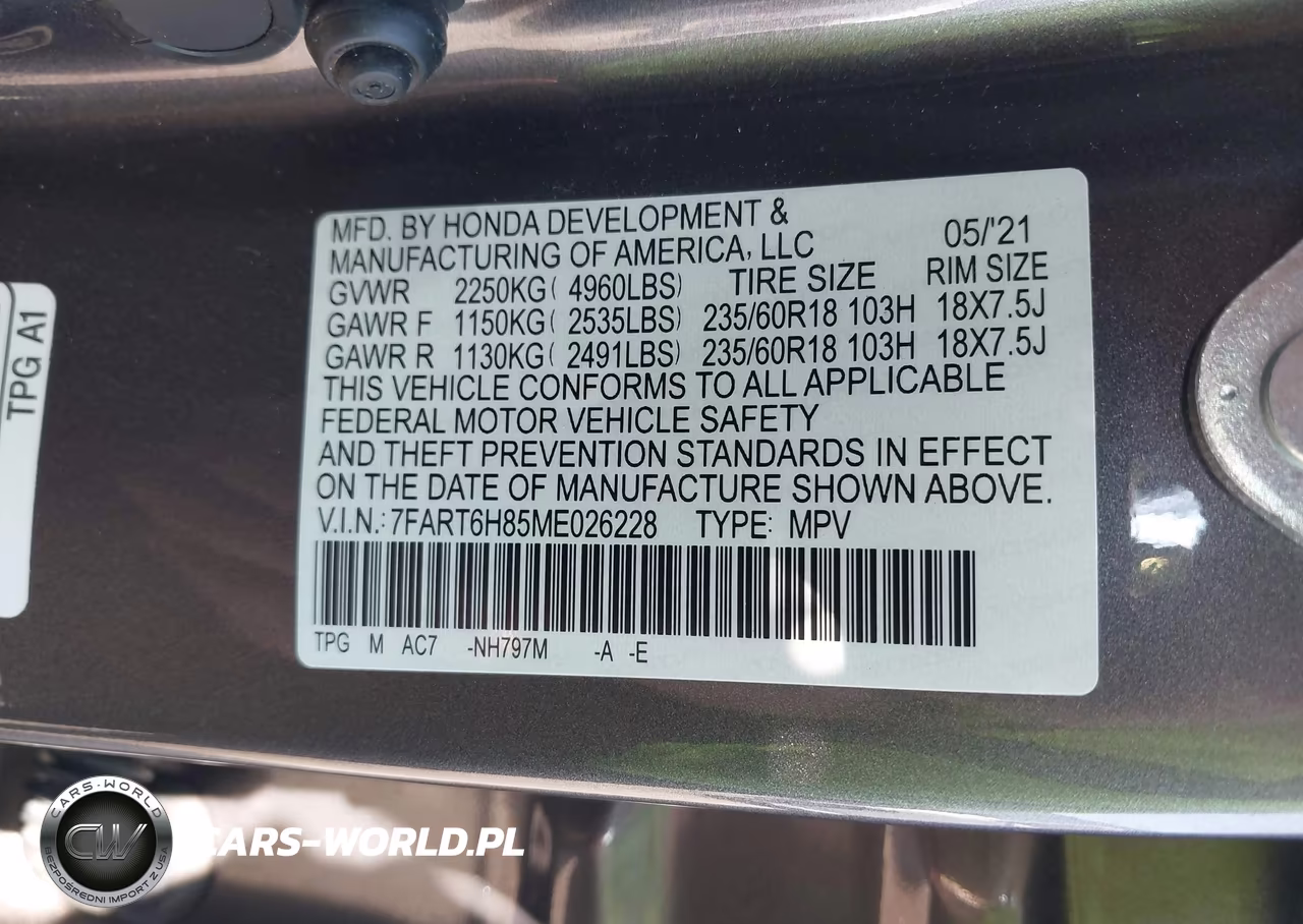 2021 Honda Cr-V Hybrid Ex-L VIN:7FART6H85ME026228 - 9