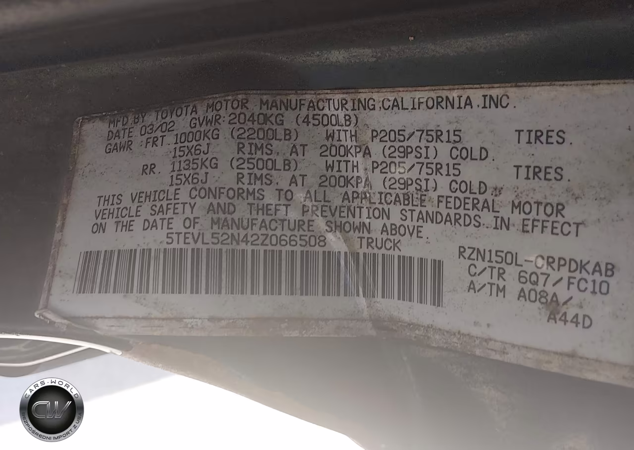 2002 Toyota Tacoma VIN:5TEVL52N42Z066508 - 9