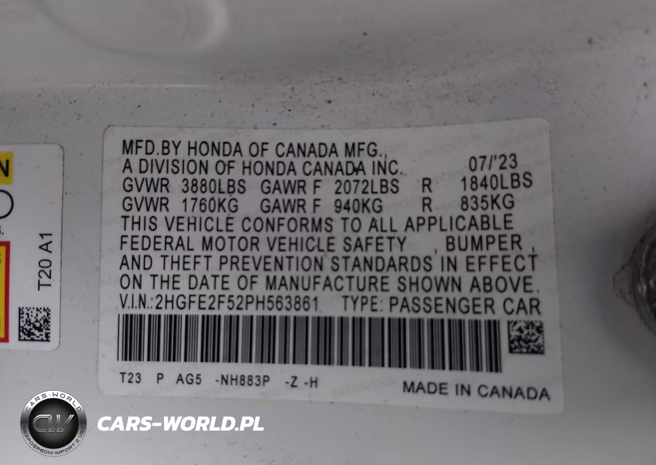 2023 Honda Civic Sport VIN:2HGFE2F52PH563861 - 9