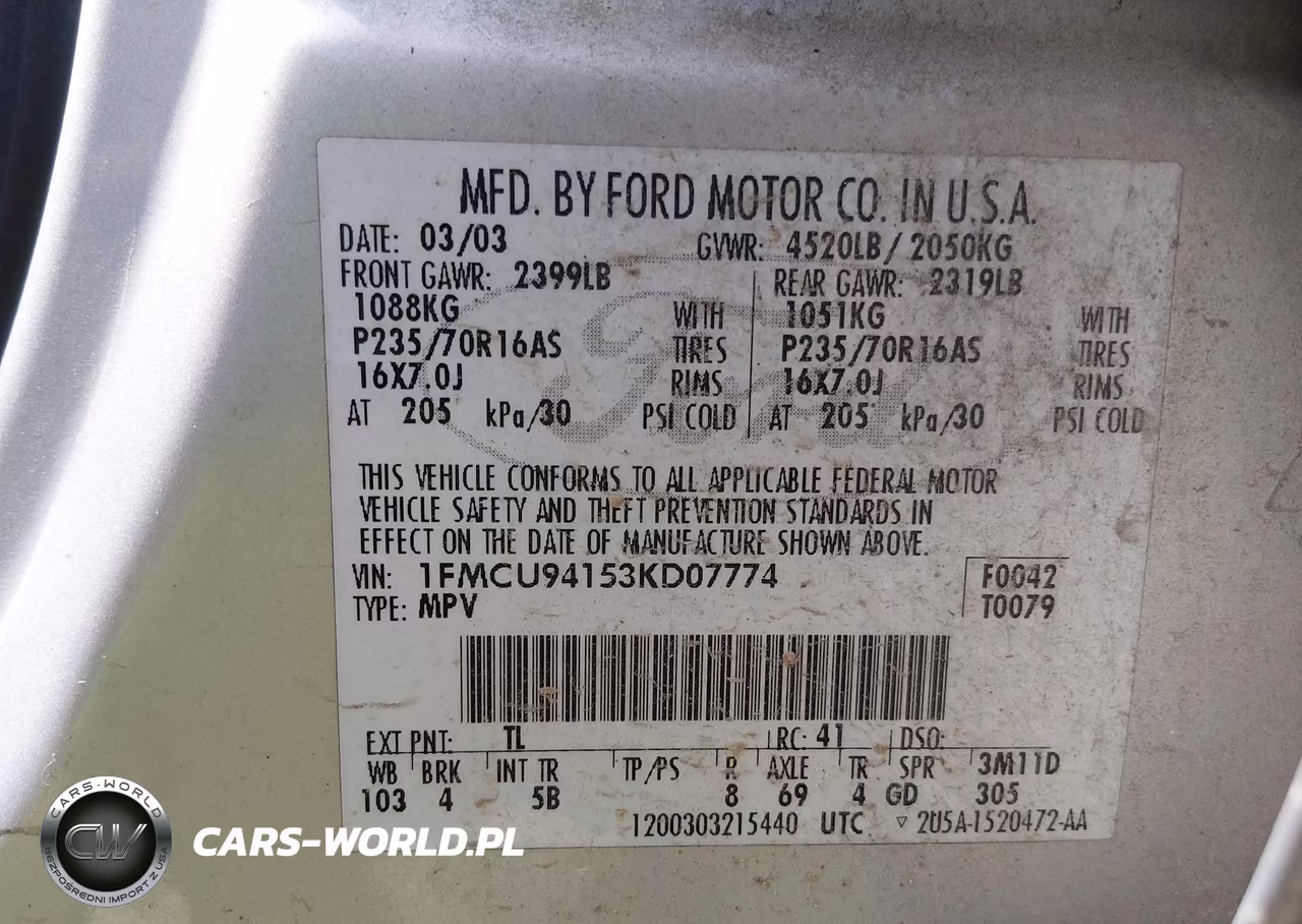 2003 Ford Escape Limited VIN:1FMCU94153KD07774 - 9