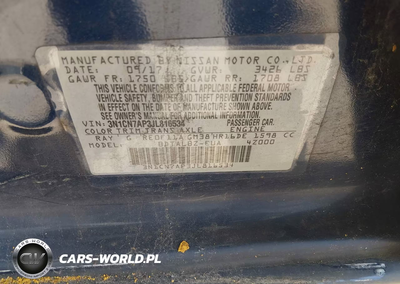 2018 Nissan Versa 1.6 Sv VIN:3N1CN7AP3JL816534 - 9