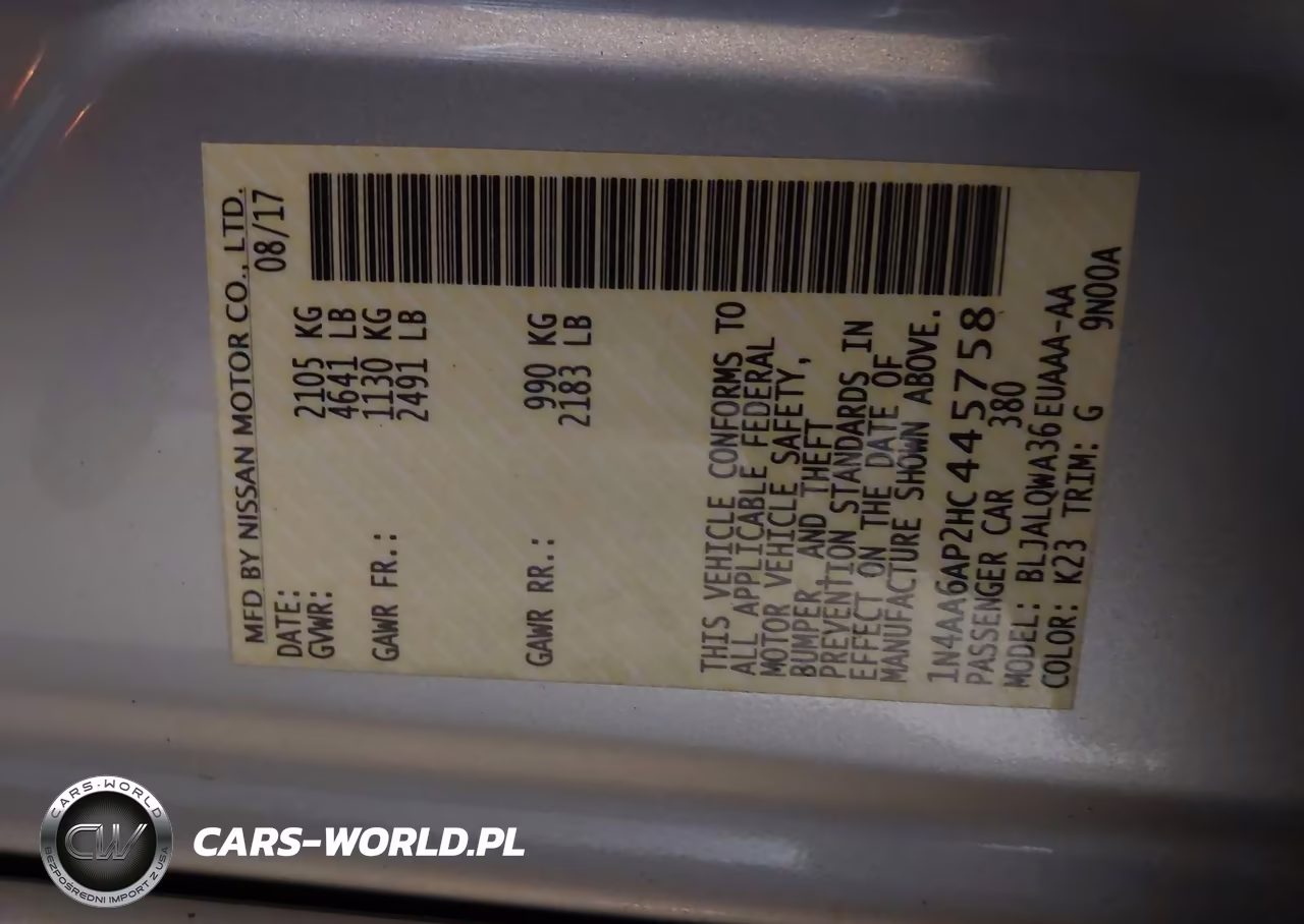 2017 Nissan Maxima 3.5 S VIN:1N4AA6AP2HC445758 - 9