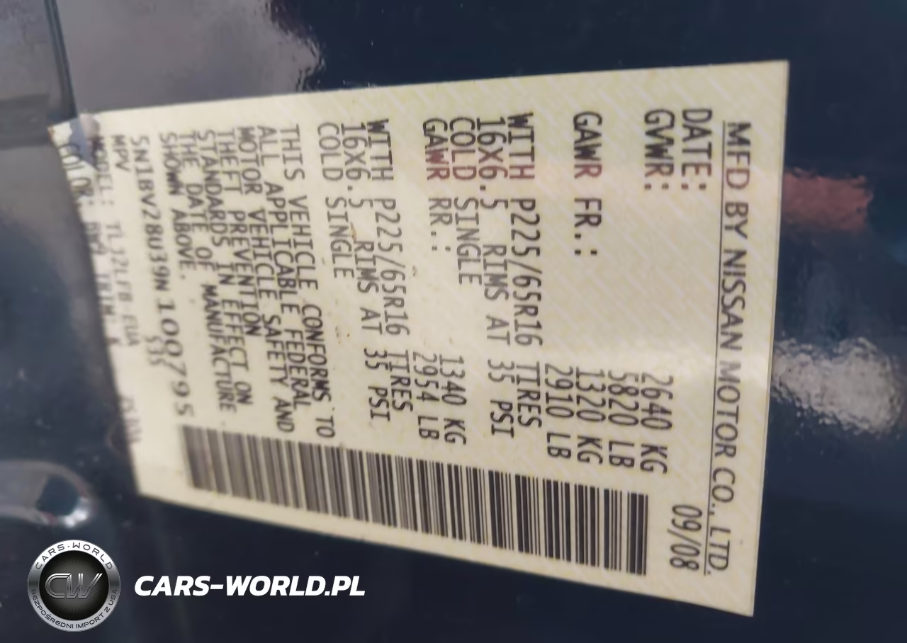 2009 Nissan Quest 3.5 VIN:5N1BV28U39N100795 - 9