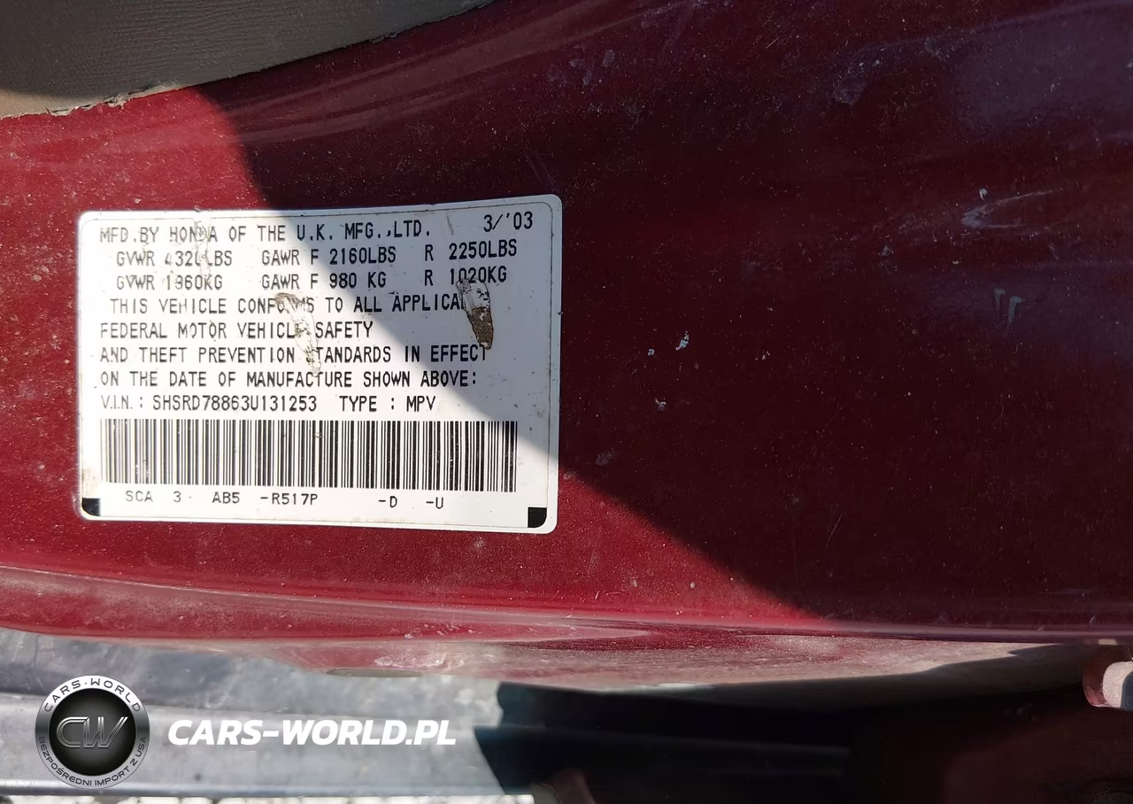2003 Honda Cr-V Ex VIN:SHSRD78863U131253 - 9
